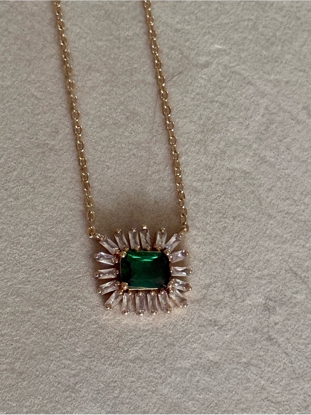Park Lane gold necklace with dark green square pendant